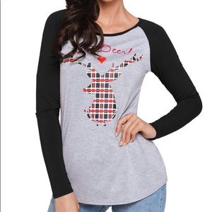 Oh Deer plaid reindeer holiday top 🦌